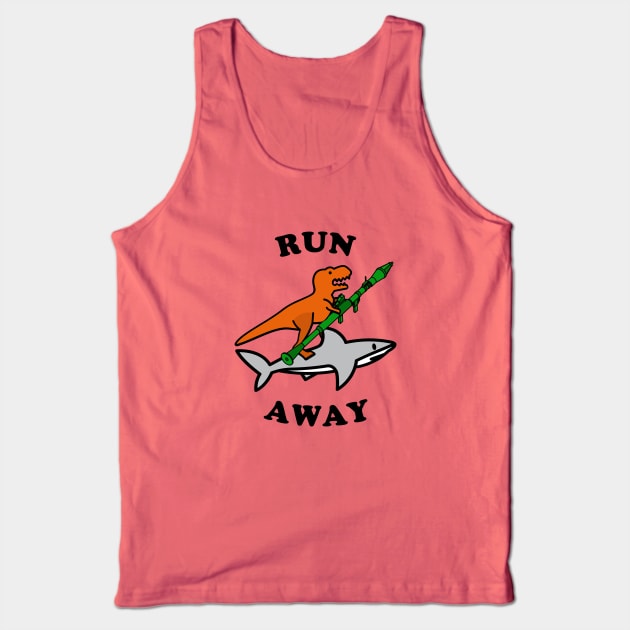 Run Away Raptor with a Rocket Launcher Riding a Shark Tank Top by Electrovista